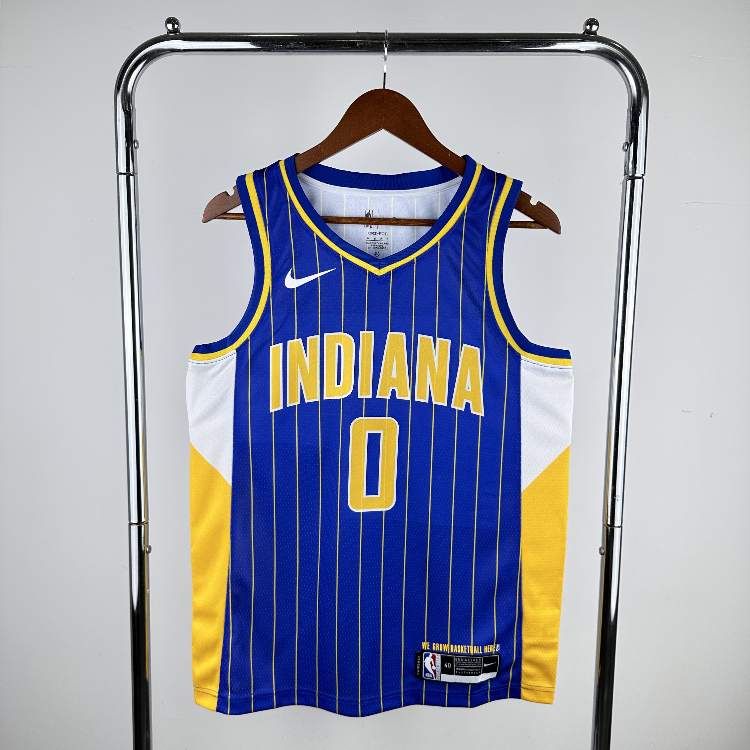 Men Indiana Pacers #0 Haliburton Blue stripe Nike City Edition 2024 NBA Jersey->indiana pacers->NBA Jersey